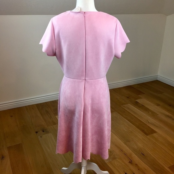 NEW Pappagallo Faux Suede Scalloped Dress Pink - Picture 6 of 9